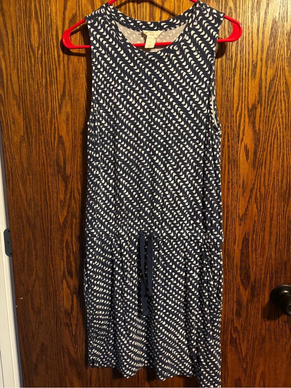Loft Outlet Navy and White cozy Sleeveless Drawstring Dress